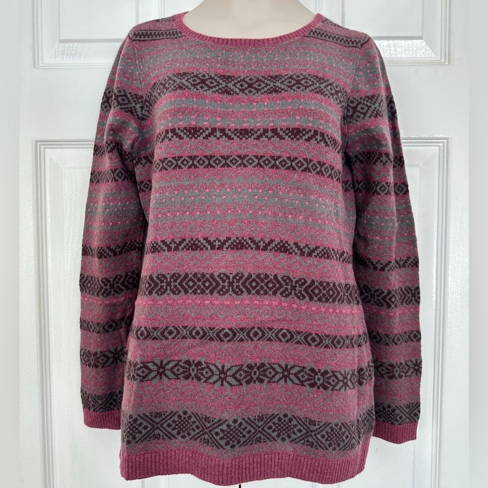 J Jill Sweater Fair Isle Nordic Crew Neck Size XSP